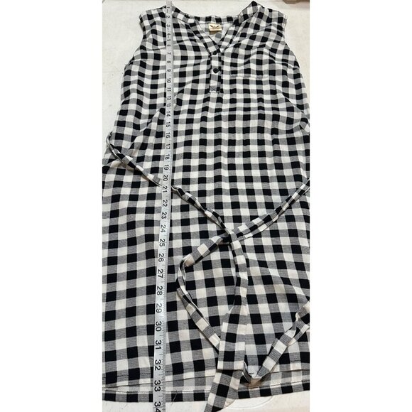 Women's Faded Glory Mini V-neck Dress Black & White Gingham Rayon Size S (4-6) - Picture 8 of 15